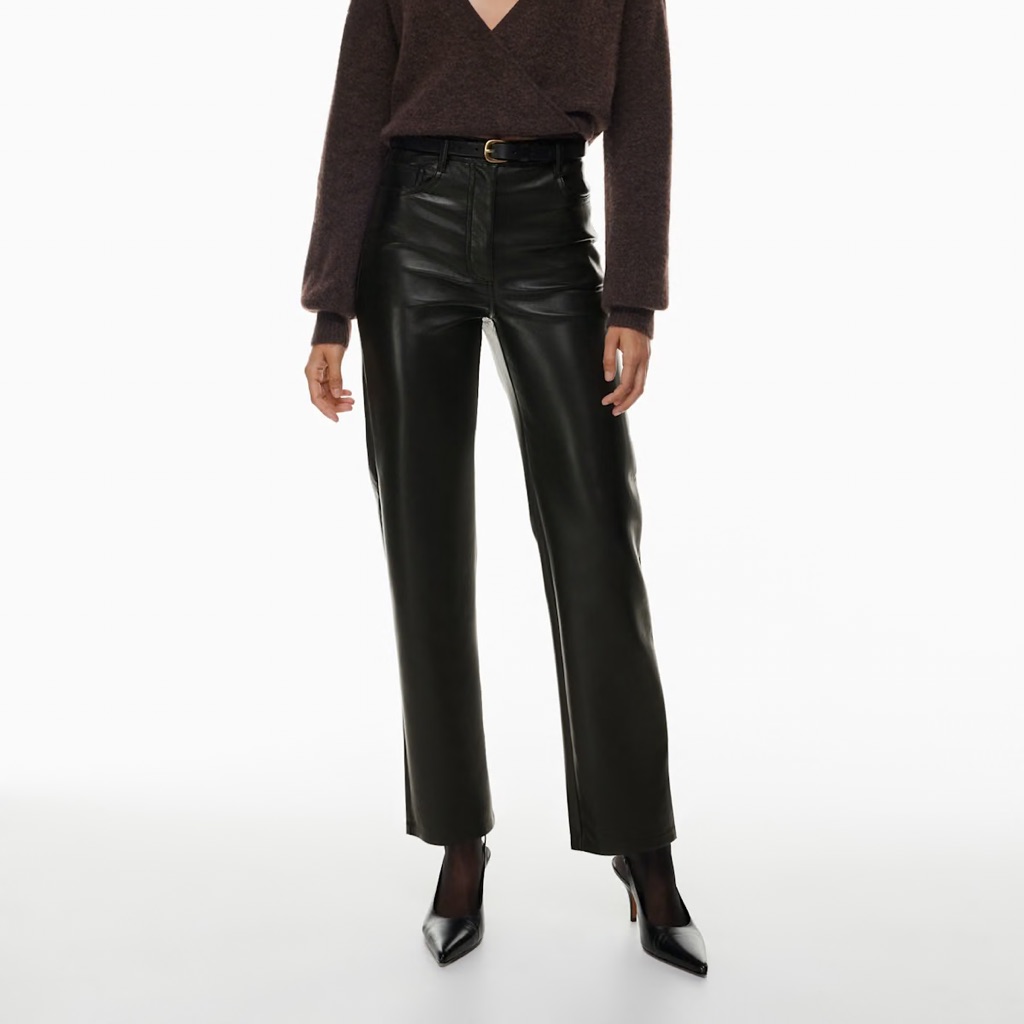 Wilfred Aritzia Black Melina Vegan Leather Straight Pants